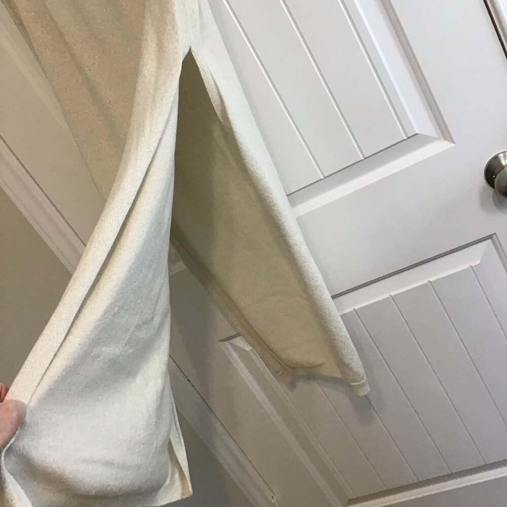 Anthropologie Metallic Knit Midi Skirt Large Cream Gold Side Slits Elegant NWT - Picture 3 of 9
